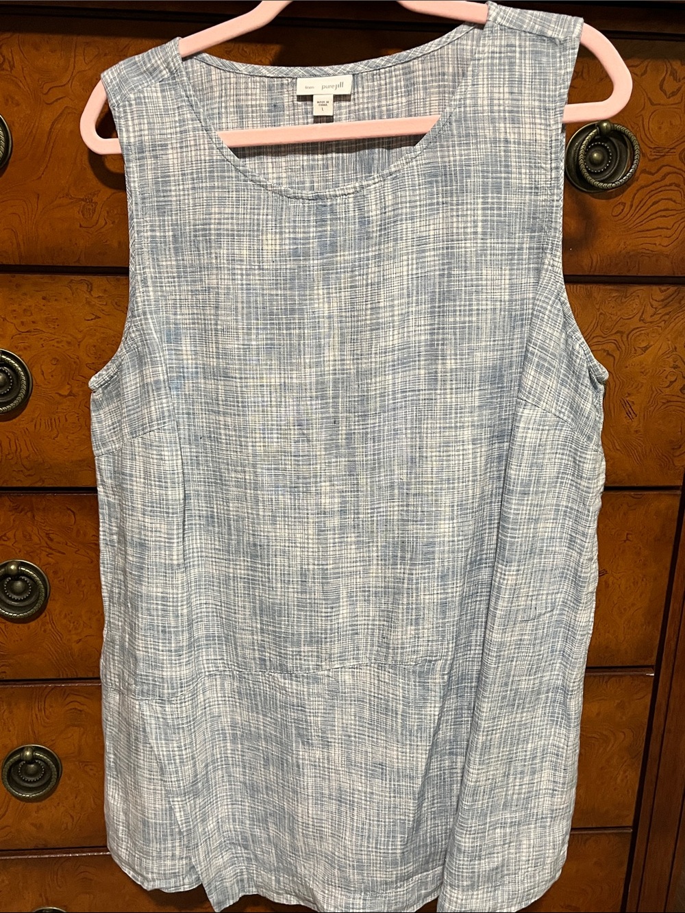 J. Jill Light Blue Crosshatch Sleeveless Tunic Tank
